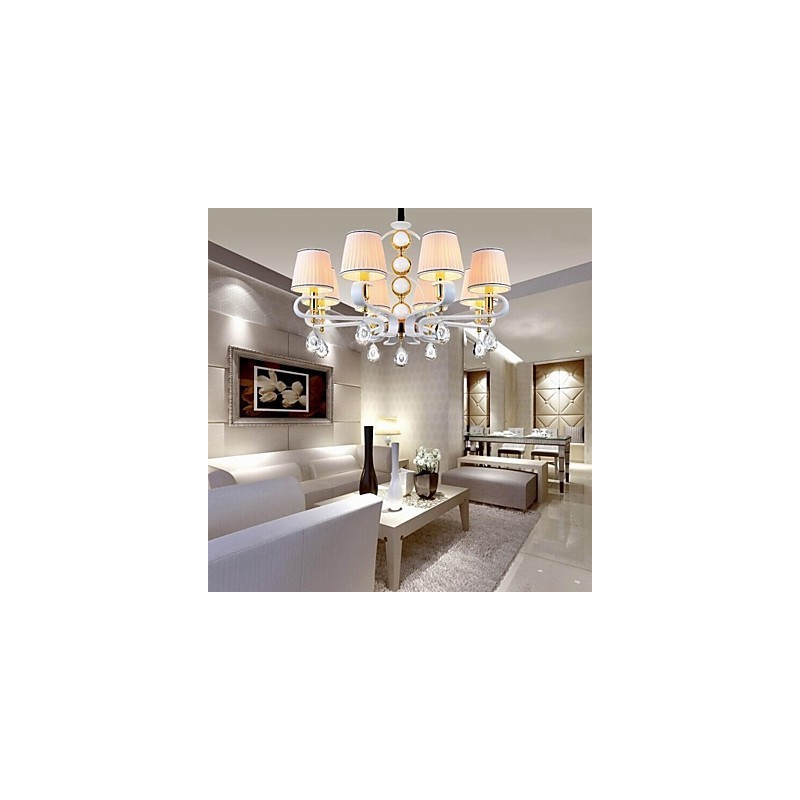 Fabric Chandelier 8 Light Modern Minimalist High Grade Lamp