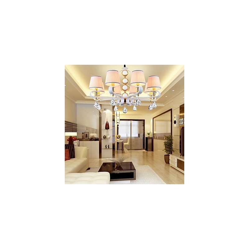 Fabric Chandelier 8 Light Modern Minimalist High Grade Lamp
