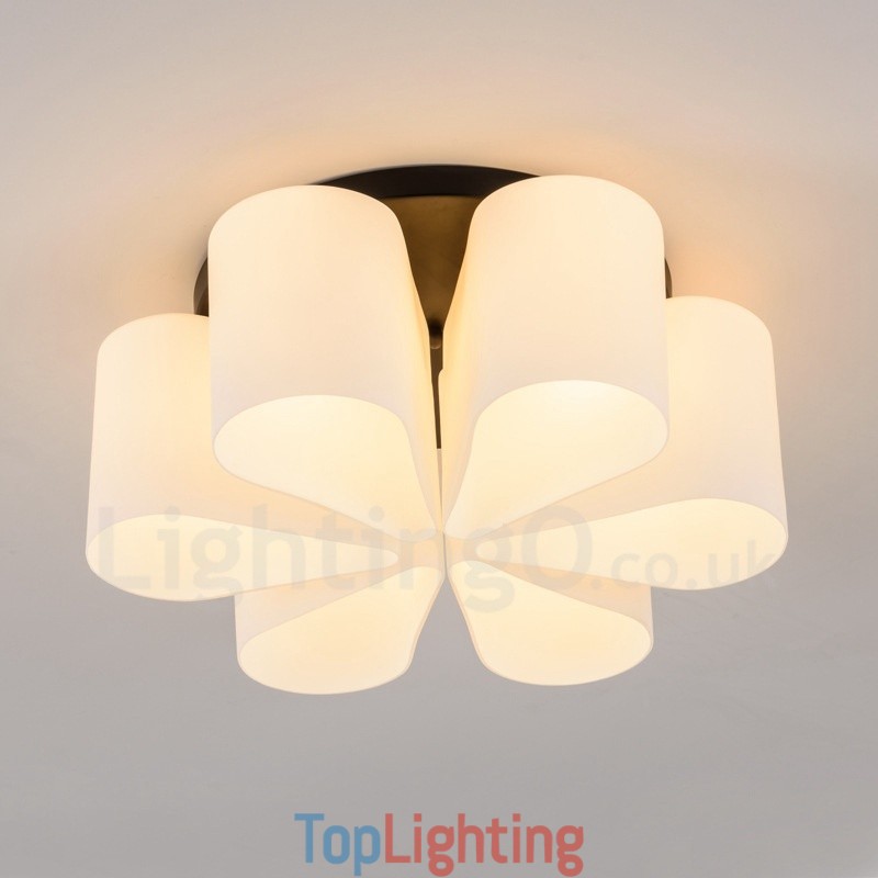 6 Light Rustic Lodge Integrated Flush Mount Light
