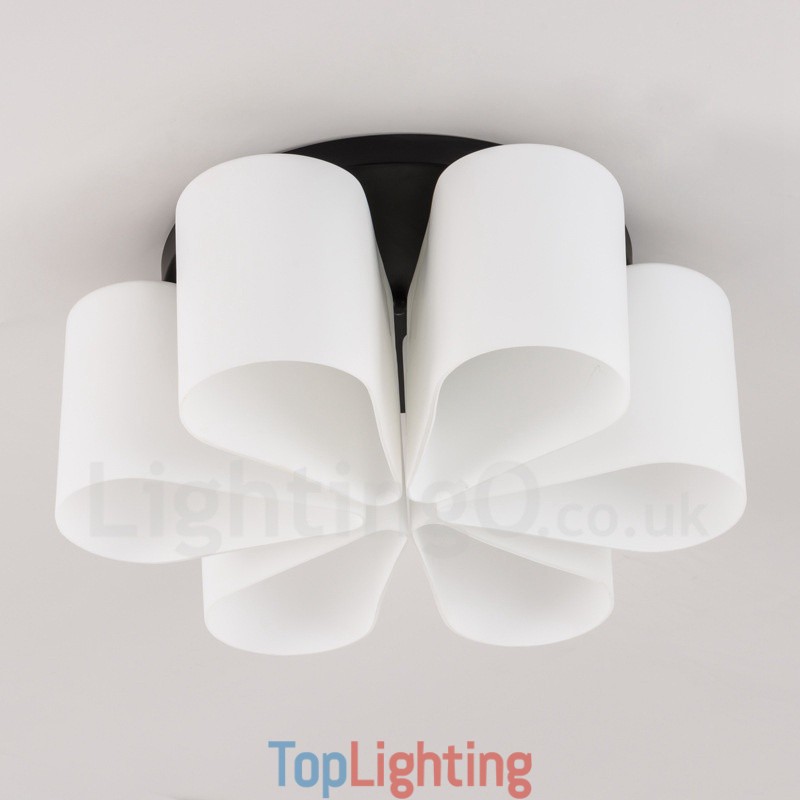 6 Light Rustic Lodge Integrated Flush Mount Light