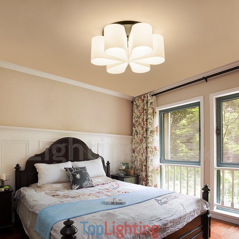 6 Light Rustic Lodge Integrated Flush Mount Light