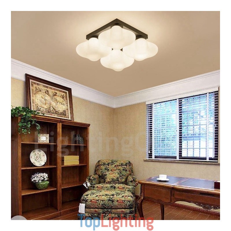 4 Light Rustic Lodge Integrated Flush Mount Light