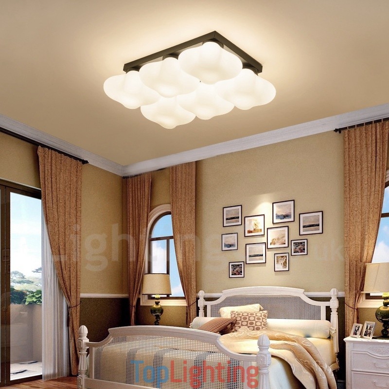 6 Light Rustic Lodge Integrated Flush Mount Light