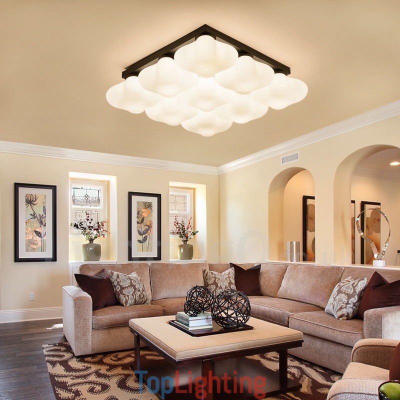 9 Light Rustic Lodge Integrated Flush Mount Light