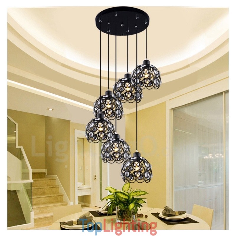 6 Light Rustic Lodge Integrated Pendant Light