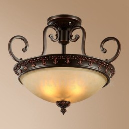 Single Light Rustic Lodge Integrated Metal Flush Mount Light