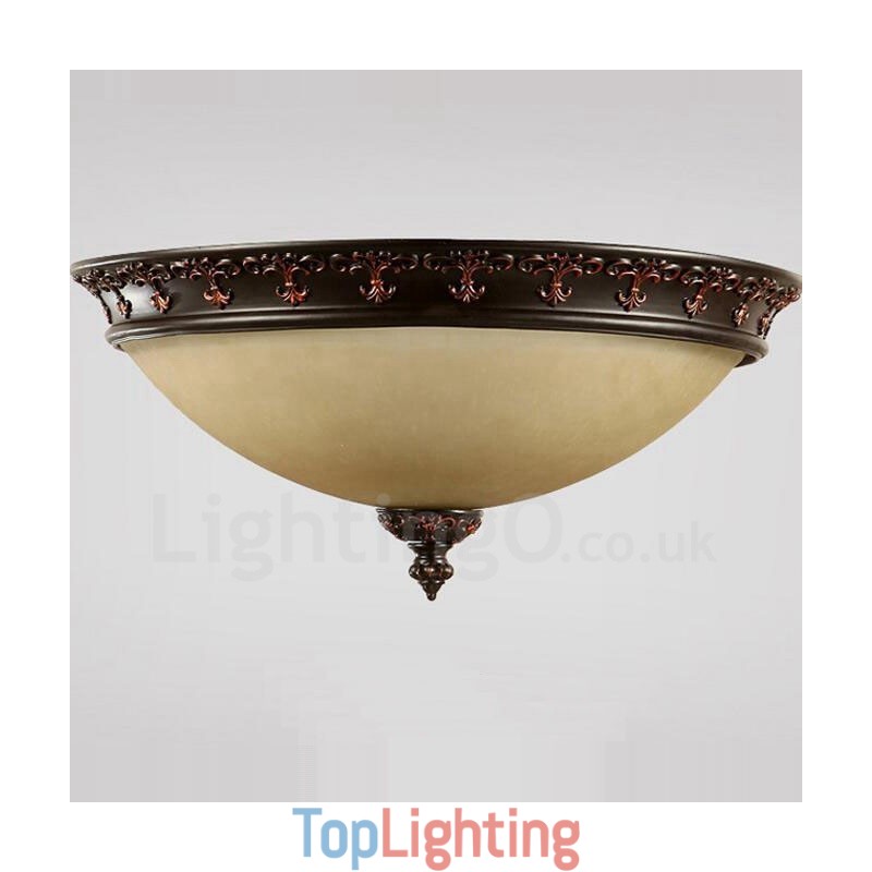 Single Light Rustic Lodge Integrated Metal Flush Mount Light