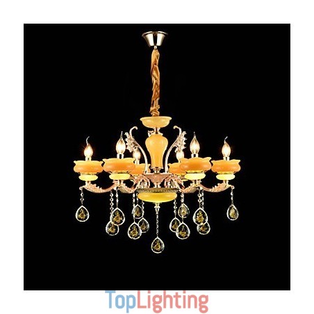 Traditional Classic Zinc Alloy Feature for Crystal Mini Style Metal 6 Bulbs Chandelier