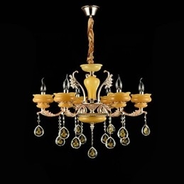 Traditional Classic Zinc Alloy Feature for Crystal Mini Style Metal 6 Bulbs Chandelier