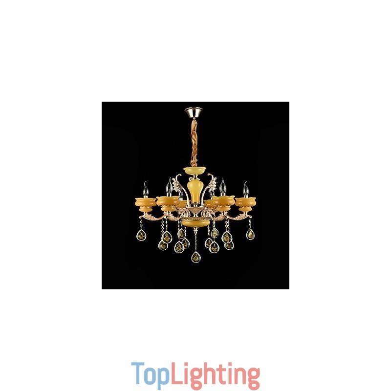 Traditional Classic Zinc Alloy Feature for Crystal Mini Style Metal 6 Bulbs Chandelier