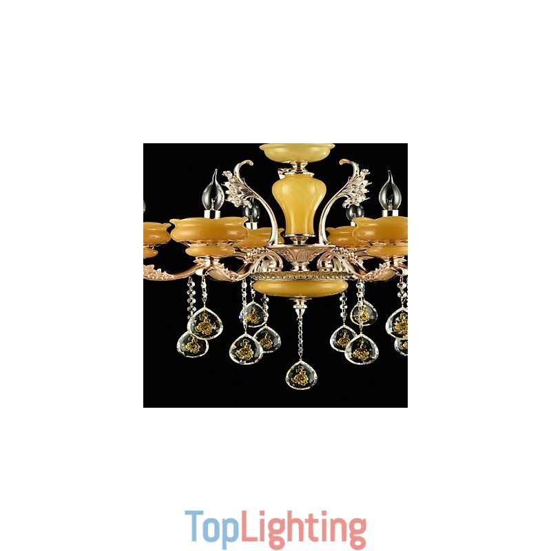 Traditional Classic Zinc Alloy Feature for Crystal Mini Style Metal 6 Bulbs Chandelier