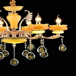 Traditional Classic Zinc Alloy Feature for Crystal Mini Style Metal 6 Bulbs Chandelier
