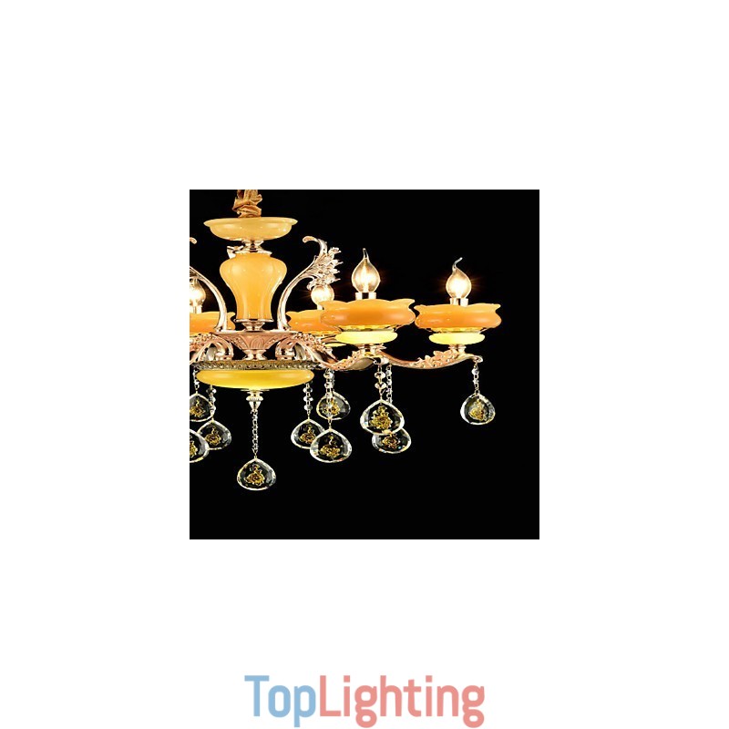 Traditional Classic Zinc Alloy Feature for Crystal Mini Style Metal 6 Bulbs Chandelier