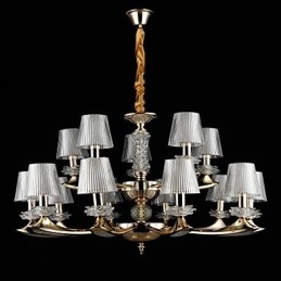 Pendant Light Zinc Alloy Feature for Crystal Mini Style Metal Indoors Shops 15 Bulbs