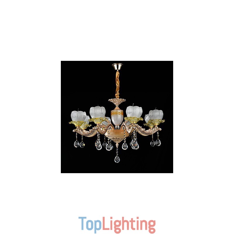 Traditional Classic Zinc Alloy Feature for Crystal Mini Style Metal 8 Bulbs Chandelier
