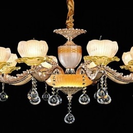 Traditional Classic Zinc Alloy Feature for Crystal Mini Style Metal 8 Bulbs Chandelier
