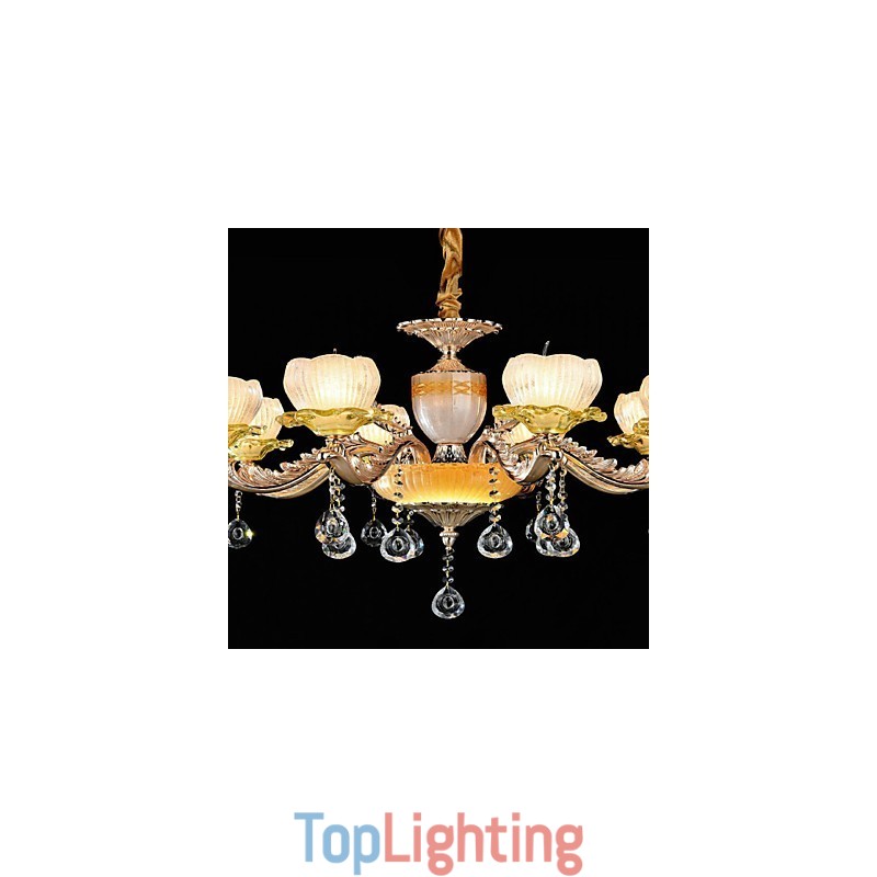 Traditional Classic Zinc Alloy Feature for Crystal Mini Style Metal 8 Bulbs Chandelier