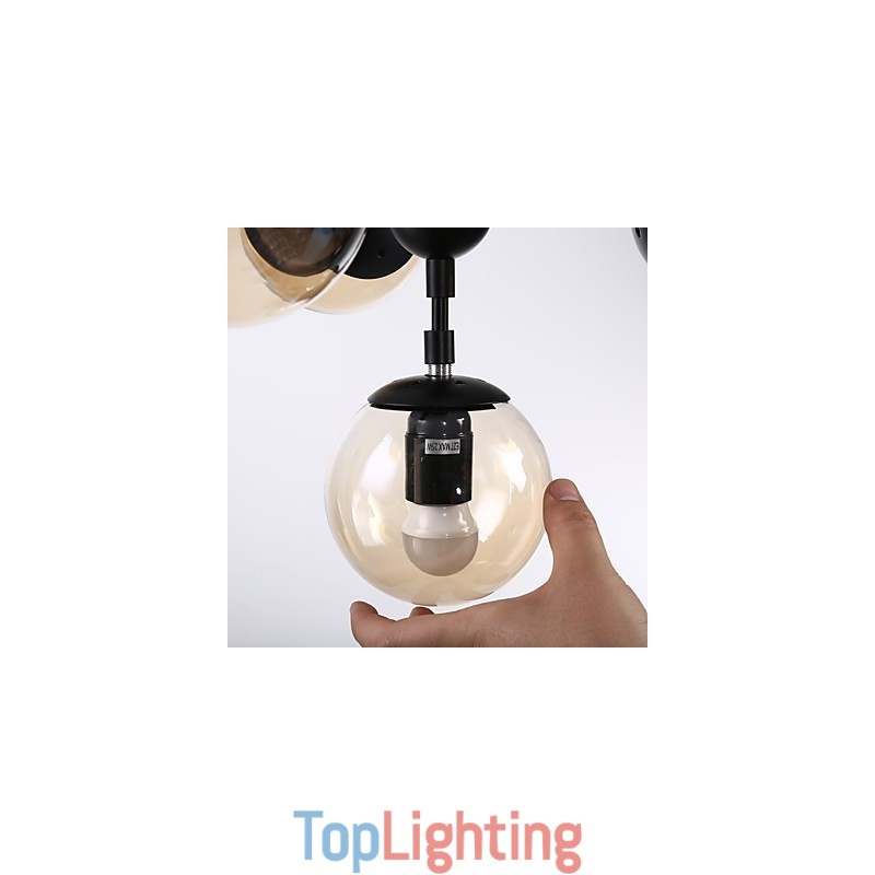 Four Light Post Modern Europe Style Modo Metal Glass Pendant Lamp the Foyer Decorate Industrial Chandelier Lamp