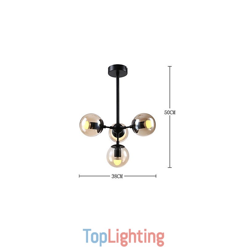 Four Light Post Modern Europe Style Modo Metal Glass Pendant Lamp the Foyer Decorate Industrial Chandelier Lamp