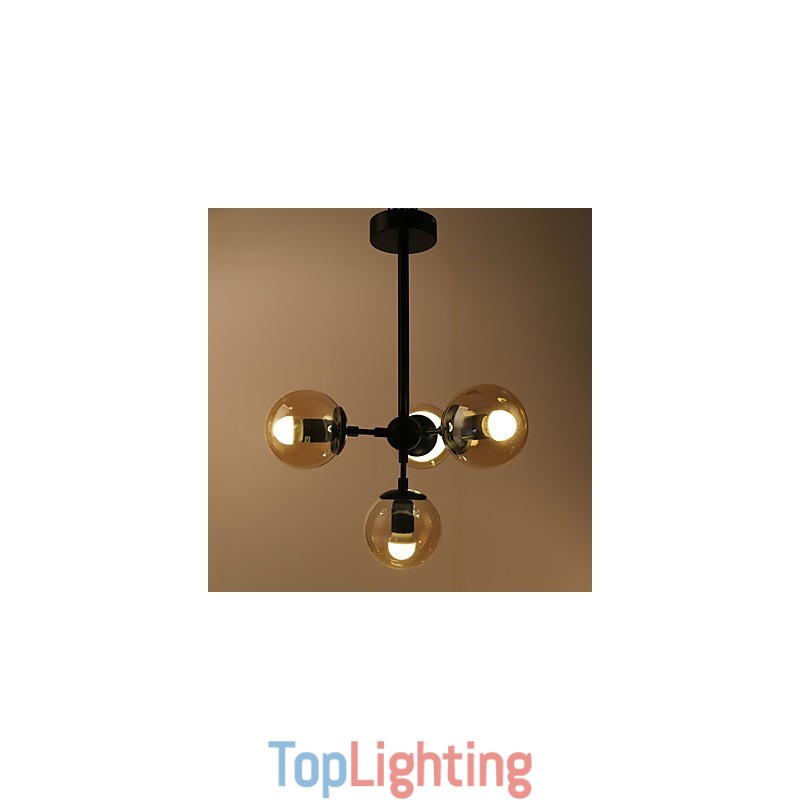 Four Light Post Modern Europe Style Modo Metal Glass Pendant Lamp the Foyer Decorate Industrial Chandelier Lamp