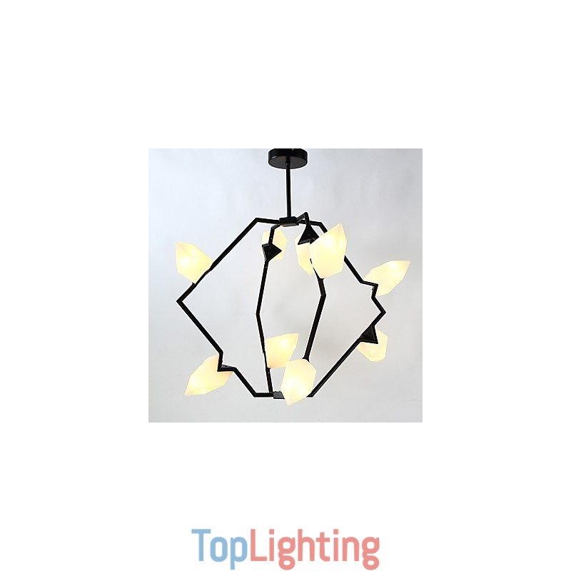 Nine Light Post Modern Metal with Glass Peach Chandelier Lamp the Canteen Decorate Pendant Lamp