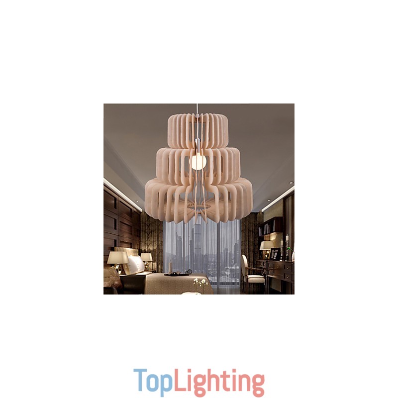 Vintage Three Layer Cake Wood Chandelier