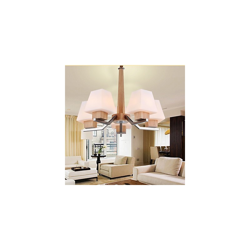 Modern Contemporary Electroplated Feature for Wood Bamboo Chandelier