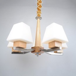 Modern Contemporary Electroplated Feature for Wood Bamboo Chandelier