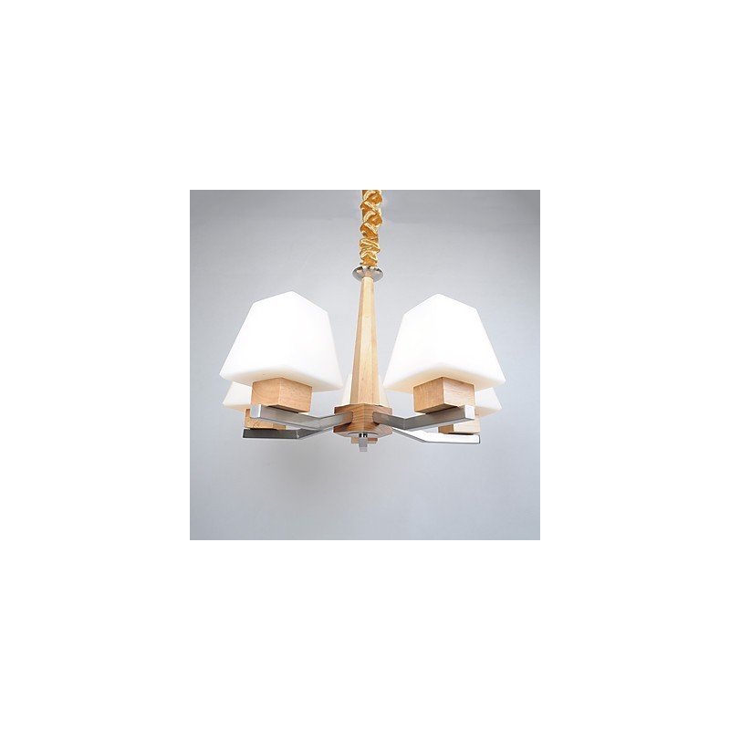 Modern Contemporary Electroplated Feature for Wood Bamboo Chandelier