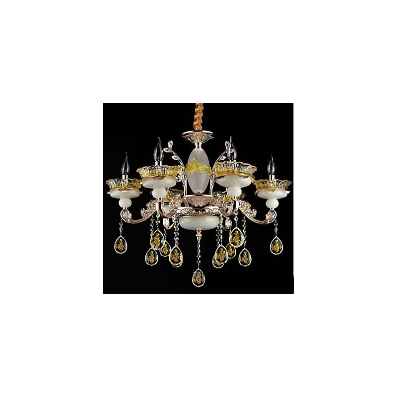 Traditional Classic Electroplated Feature for Crystal Mini Style Metal 8 Bulbs Chandelier