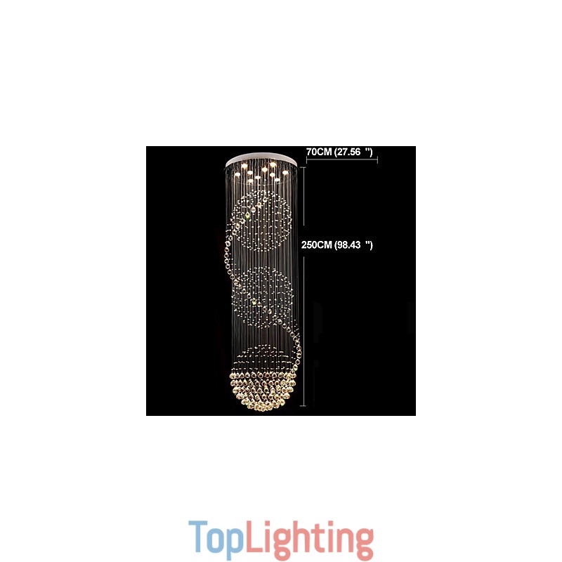 10 Light 2.5 Meter Length Long Drop Rain Drop Teardrop Modern Crystal Ceiling Chandelier Indoor Pendant Light