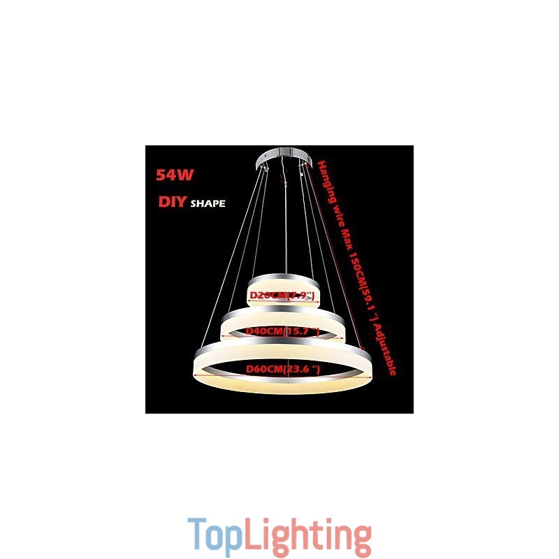 Round Chandelier Lights Lighting Modern Acrylic Lamps Luxurious Three Rings Ceiling Light Fixtures
