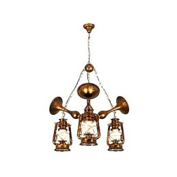 Rustic Lodge Vintage Retro Country Globe Painting Feature for Mini Style Designers Metal Chandelier