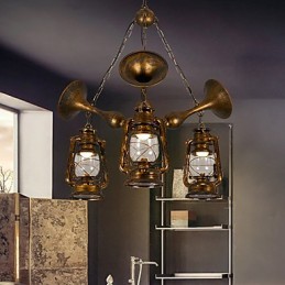 Rustic Lodge Vintage Retro Country Globe Painting Feature for Mini Style Designers Metal Chandelier
