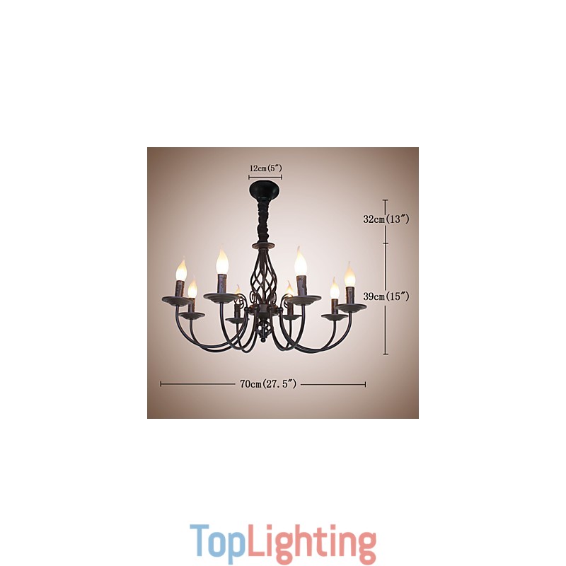 European Simple Iron Lamp Candle Lamp 8 Chandelier