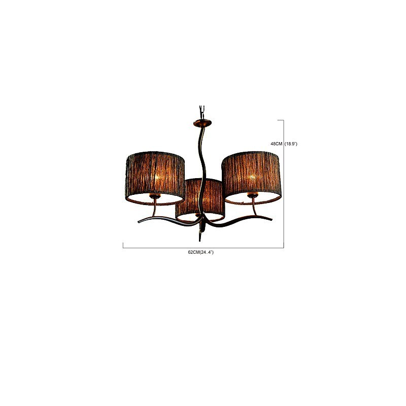 3 Light Traditional Classic Chandelier with Simple Fabric Drum Shade