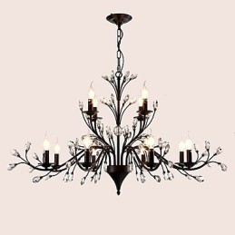 12 Lights Crystal Chandelier Modern Contemporary Traditional Classic Vintage Retro Country Painting Feature