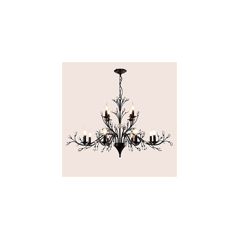 12 Lights Crystal Chandelier Modern Contemporary Traditional Classic Vintage Retro Country Painting Feature