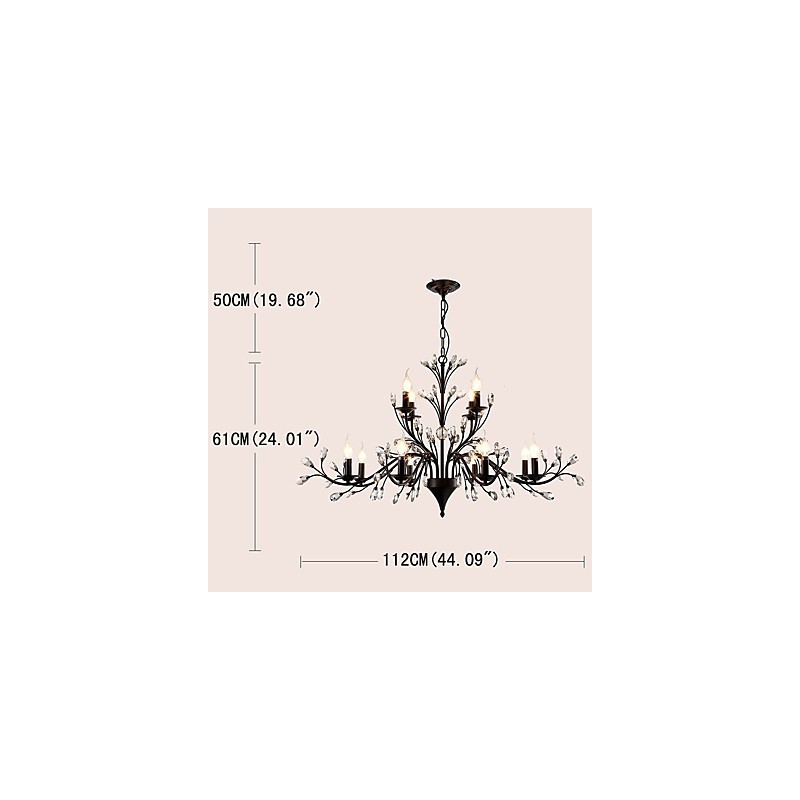 12 Lights Crystal Chandelier Modern Contemporary Traditional Classic Vintage Retro Country Painting Feature