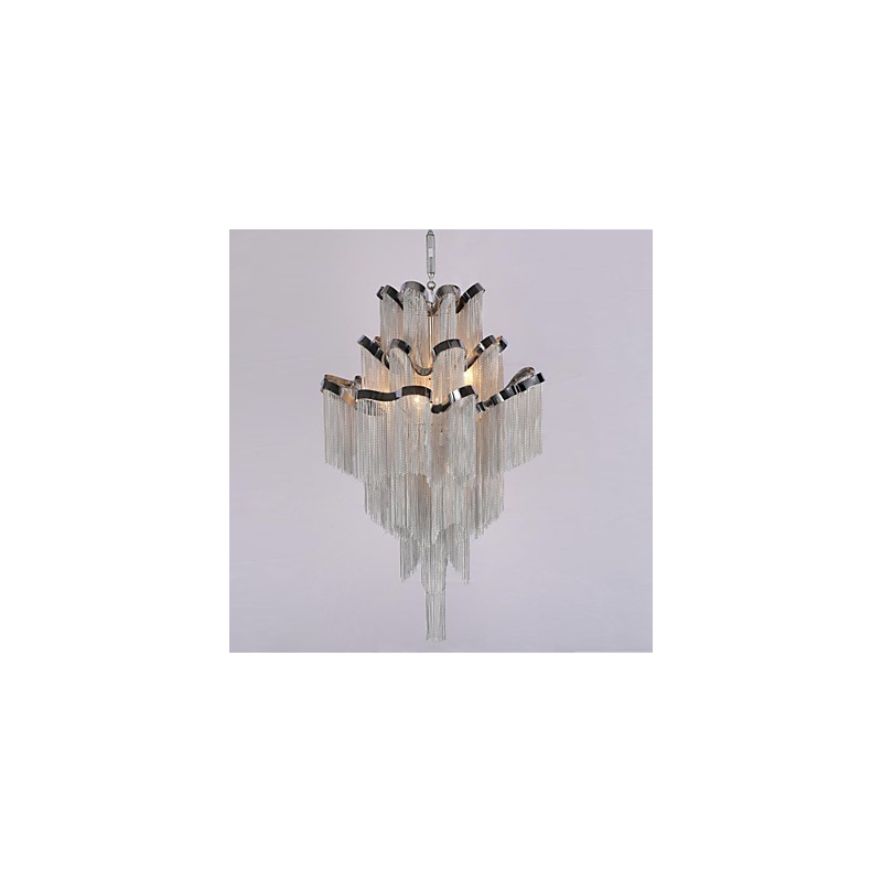 Aluminum Stream Chandelier Designer Pendant Light Silver Colour Spiral Staircase staircase