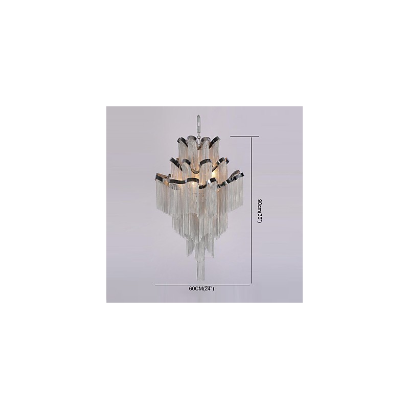 Aluminum Stream Chandelier Designer Pendant Light Silver Colour Spiral Staircase staircase