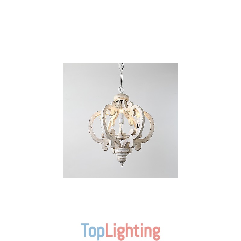 Vintage Painting Feature Mini Style Wood Bamboo Chandelier Lamp the Decorate Pendant Lamp