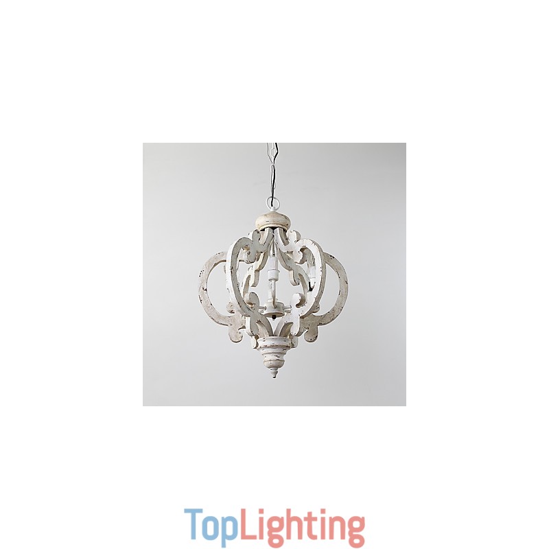Vintage Painting Feature Mini Style Wood Bamboo Chandelier Lamp the Decorate Pendant Lamp