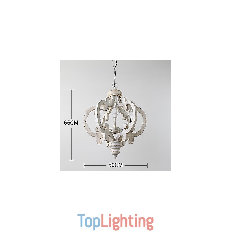 Vintage Painting Feature Mini Style Wood Bamboo Chandelier Lamp the Decorate Pendant Lamp