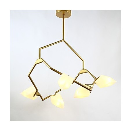 Five Light Post Modern Metal with Glass Peach Chandelier Lamp the Canteen Decorate Pendant Lamp Five Light Post Modern Metal with Glass Peach Chandelier Lamp the Canteen Decorate Pendant Lamp