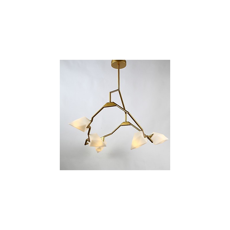 Five Light Post Modern Metal with Glass Peach Chandelier Lamp the Canteen Decorate Pendant Lamp