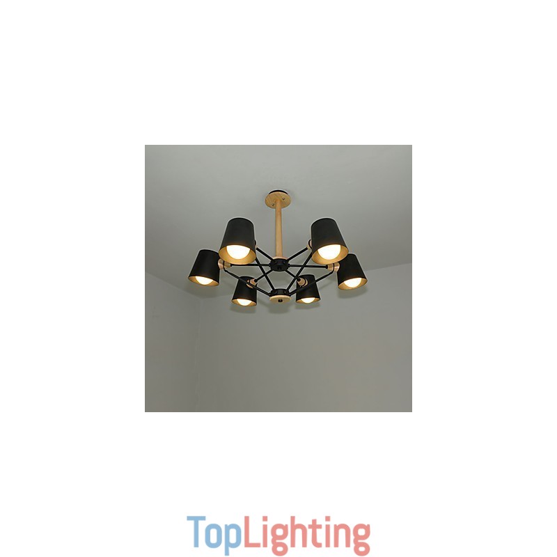 Multi Colours Macaron Wood Vintage Painting Feature Metal Chandelier