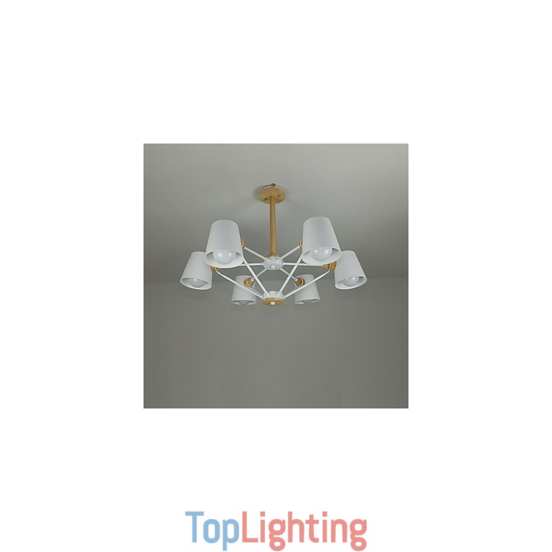 Multi Colours Macaron Wood Vintage Painting Feature Metal Chandelier