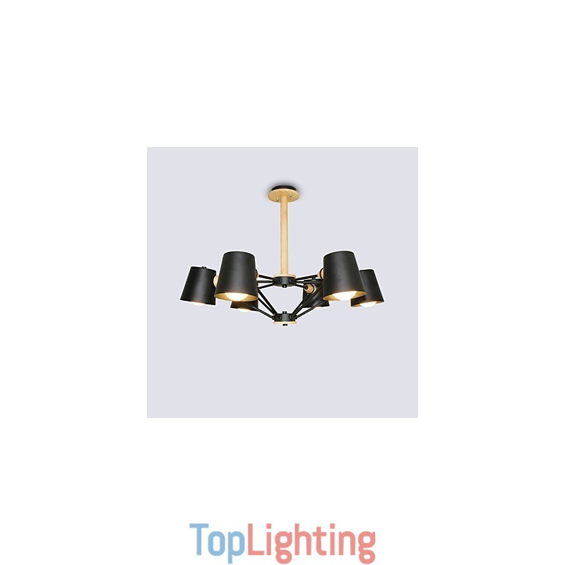 Multi Colours Macaron Wood Vintage Painting Feature Metal Chandelier