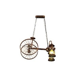 Rustic Lodge Vintage Retro Country Globe Painting Feature for Mini Style Designers Metal Chandelier